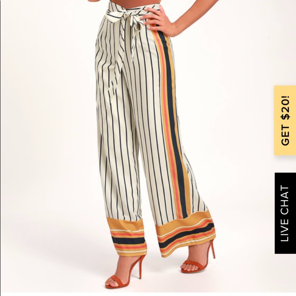 LULU’s WIDE-LEG TIE-WAIST PANTS - Medium